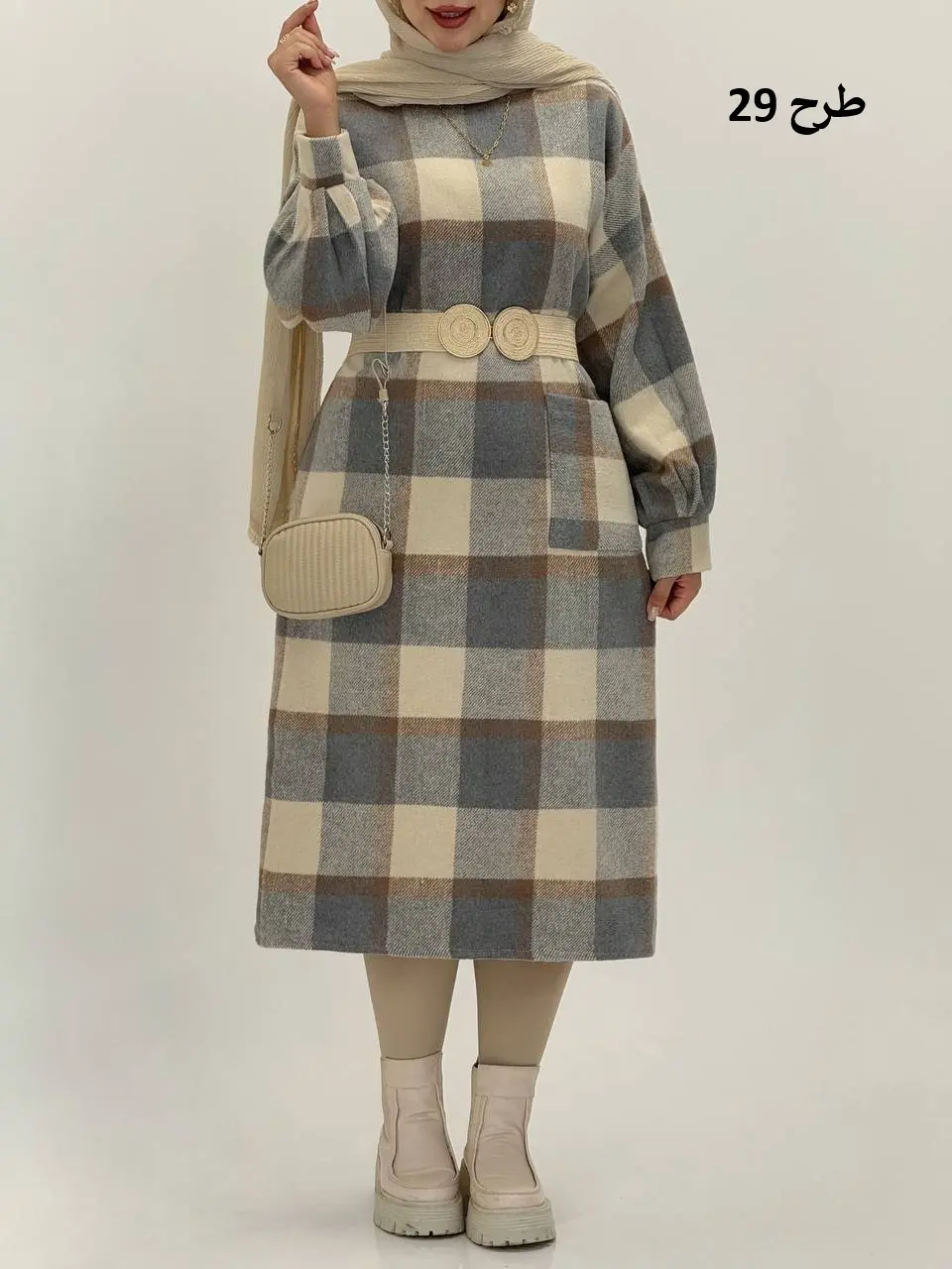 3593-کفتان چهارخونه پشمی